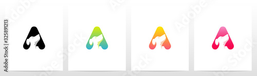  Dog On Letter Logo Design A