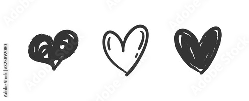 Heart doodles set. Hand drawn hearts collection. Romance and love illustrations.
