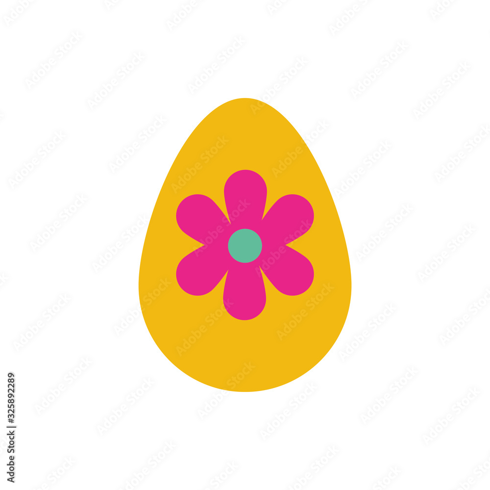 easter egg painted with flower flat style