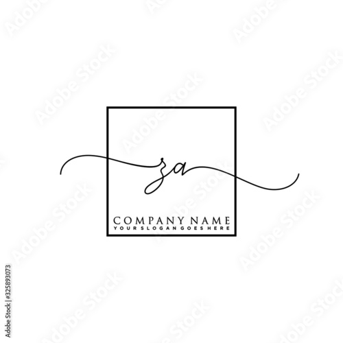 ZA Initial handwriting logo vector photo