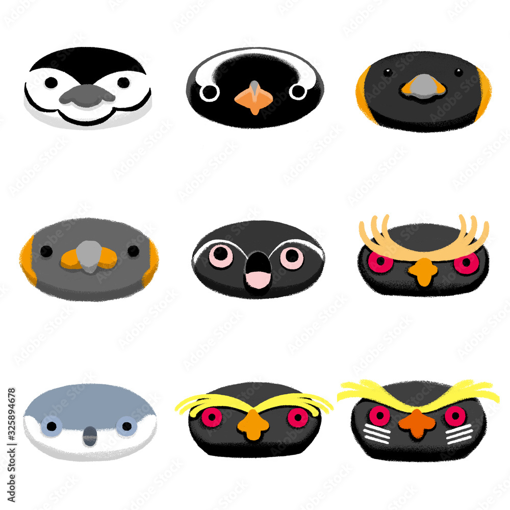 ペンギン・顔・種類別セットA