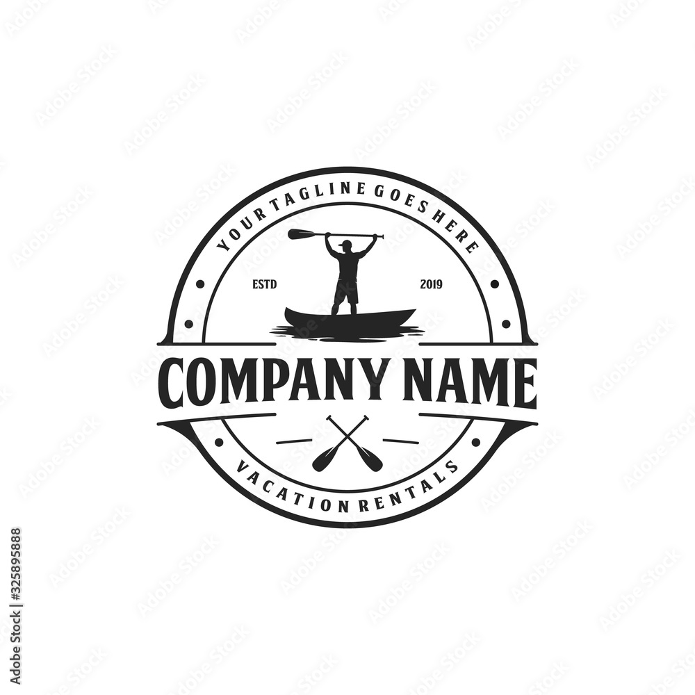 Kayak and canoe, vacation rental logo design, outdoor logo Kayak and canoe, vacation rental logo design, outdoor logo