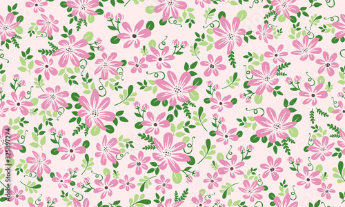 Seamless floral pattern background for spring, with modern leaf and floral concept.