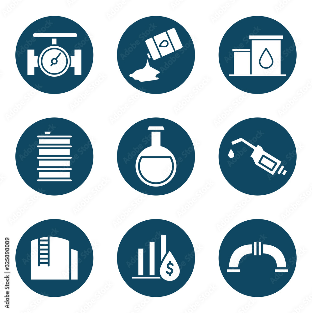 Isolated oil industry block and flat style icon set vector design Isolated oil industry block and flat style icon set vector design
