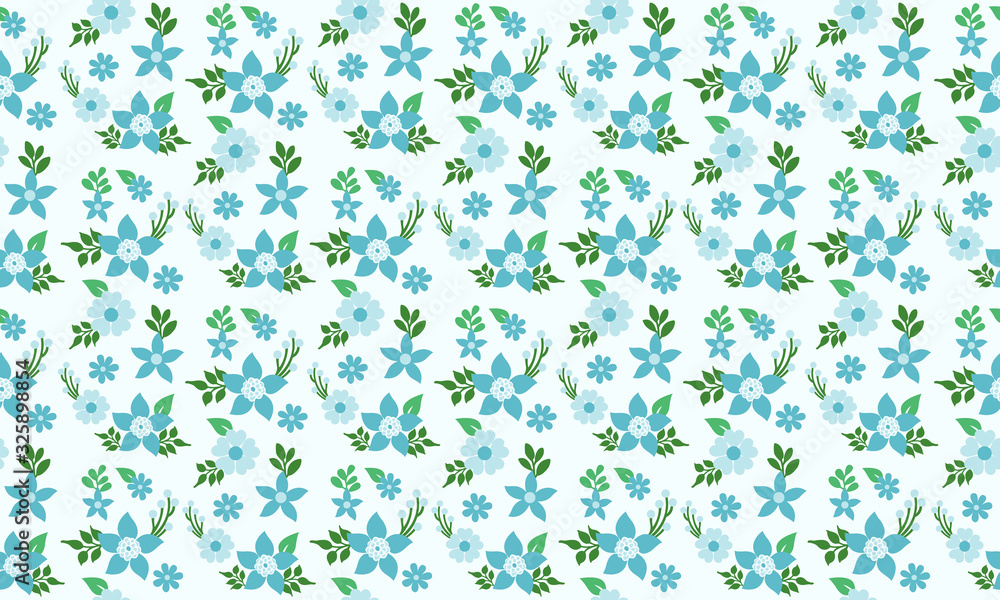 Simple flower for spring, with leaf and floral seamless pattern background.