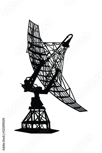 Military radar silhouette vector, technology