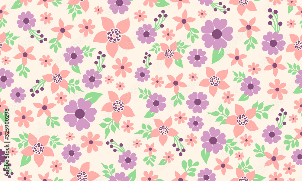 Antique wallpaper for spring, with seamless leaf and flower pattern background design. Antique wallpaper for spring, with seamless leaf and flower pattern background design.