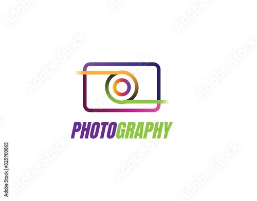 Lovely Photography Logo Template with Modern Concept. Design with Colorful and Unique Camera Image Vector Isolated on White Background. This Logo Suitable For Professional Photographer Business, etc.