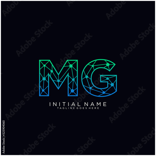 Letter MG abstract line art logo template.