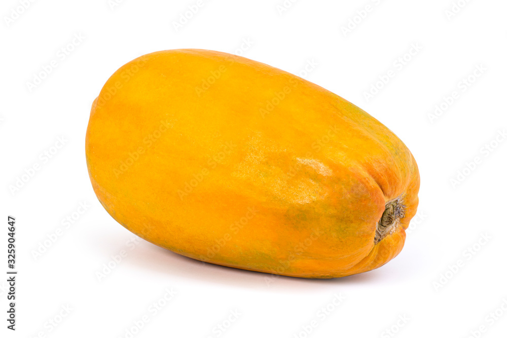fresh ripe yellow papaya isolated on white background