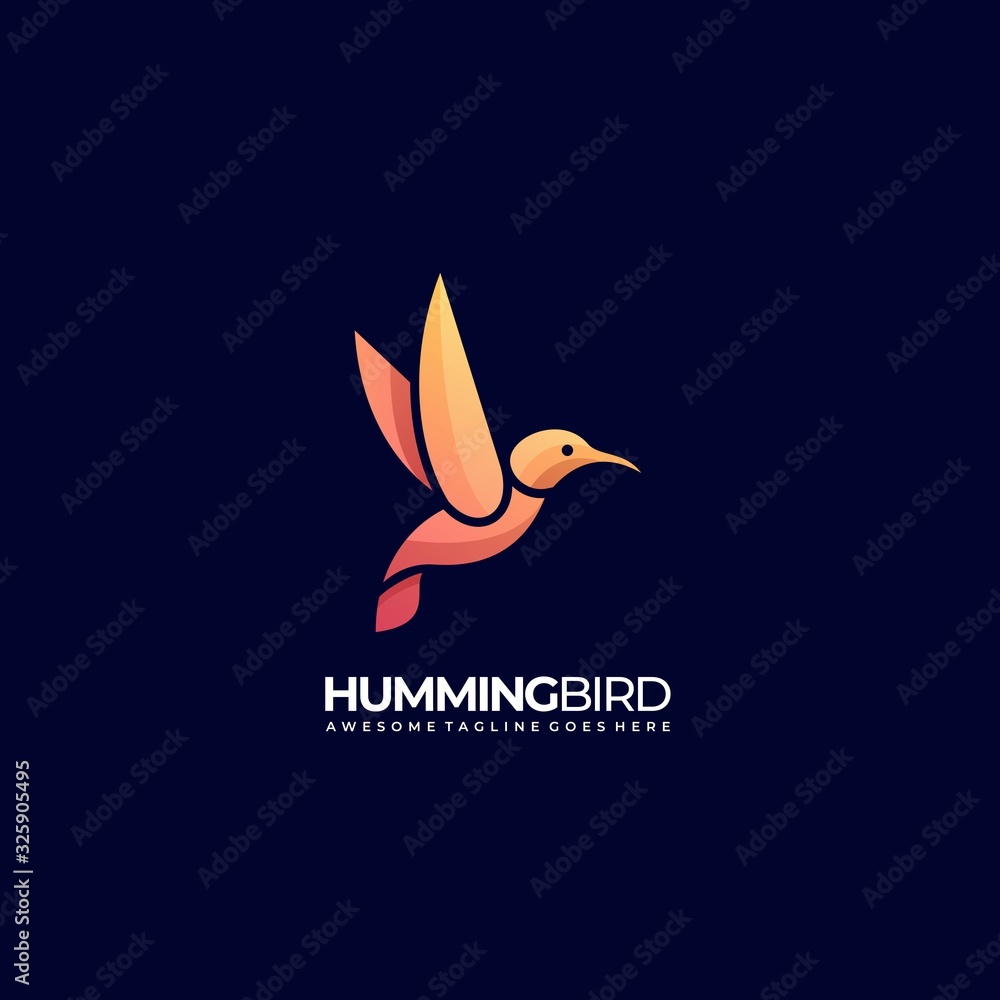 Obraz premium Vector Logo Illustration Humming Bird Gradient Colorful Style