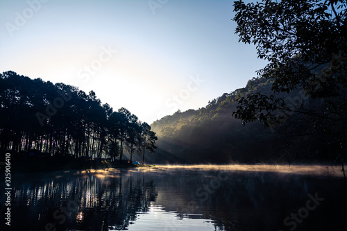 The landscape of the reservoir and the morning fog © meen_na