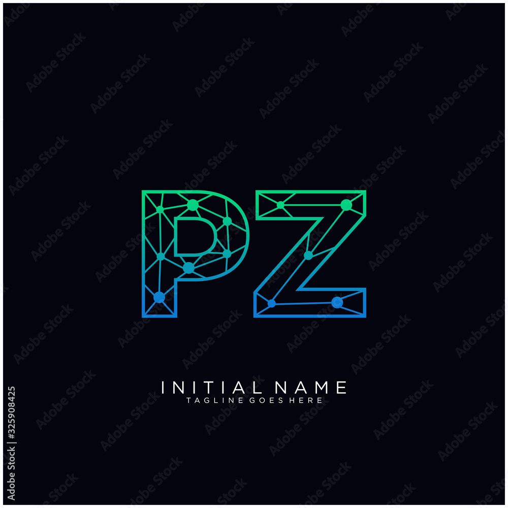 Letter PZ abstract line art logo template. Letter PZ abstract line art logo template.