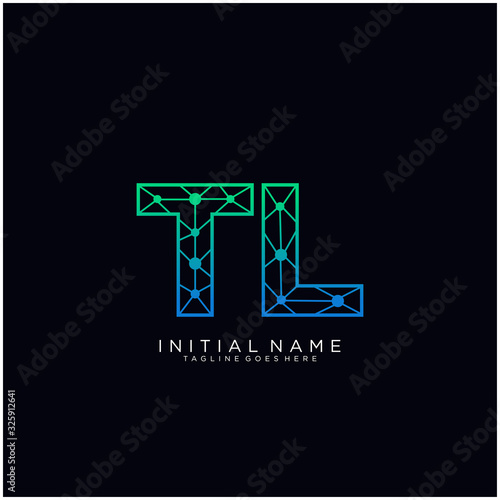 Letter TL abstract line art logo template. photo