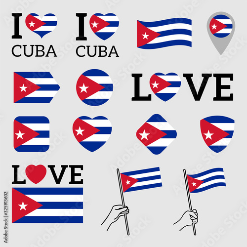 Flag of Cuba. Set of vector Flags. 