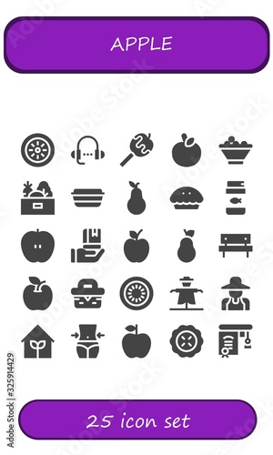 Modern Simple Set of apple Vector filled Icons