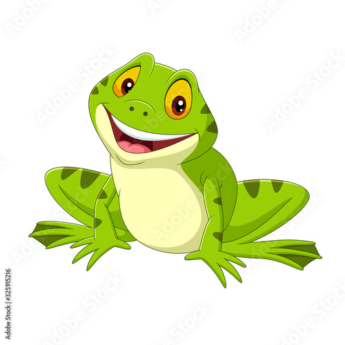 Cartoon happy frog on white background