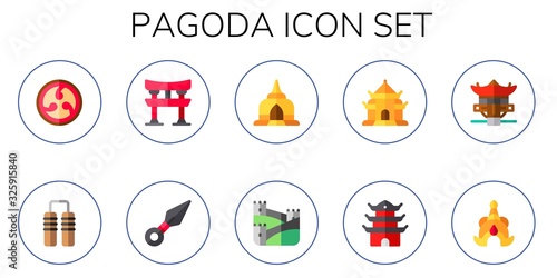 pagoda icon set