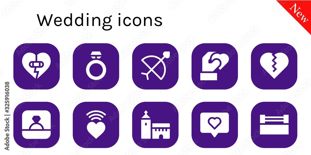 Modern Simple Set of wedding Vector filled Icons