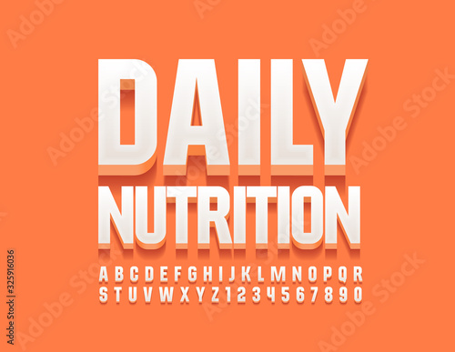 Vector logo Daily Nutrition. Elegant Alphabet Letters and Numbers. Stylish 3D Font.
