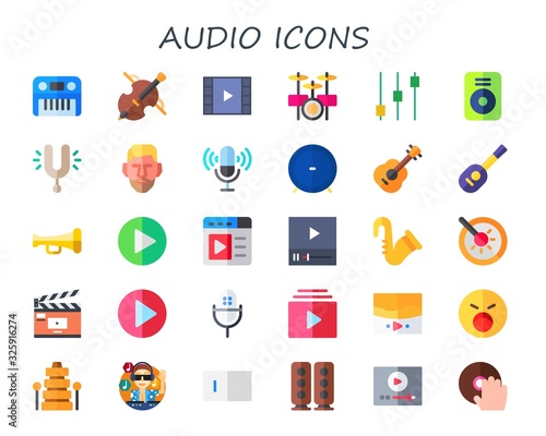 Modern Simple Set of audio Vector flat Icons