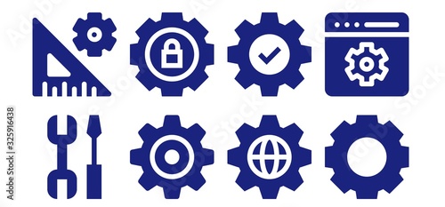 Modern Simple Set of sprocket Vector filled Icons