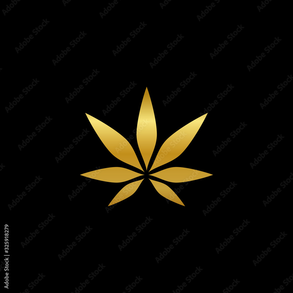 gold cannabis vector icon