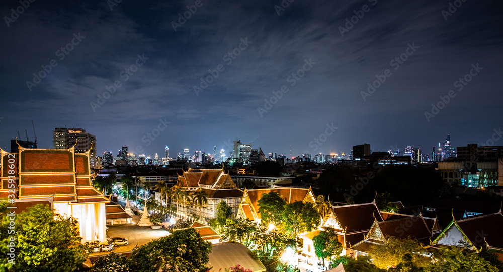 Obraz premium Wat Saket from Golden Mountain Temple, Bangkok, Thailand