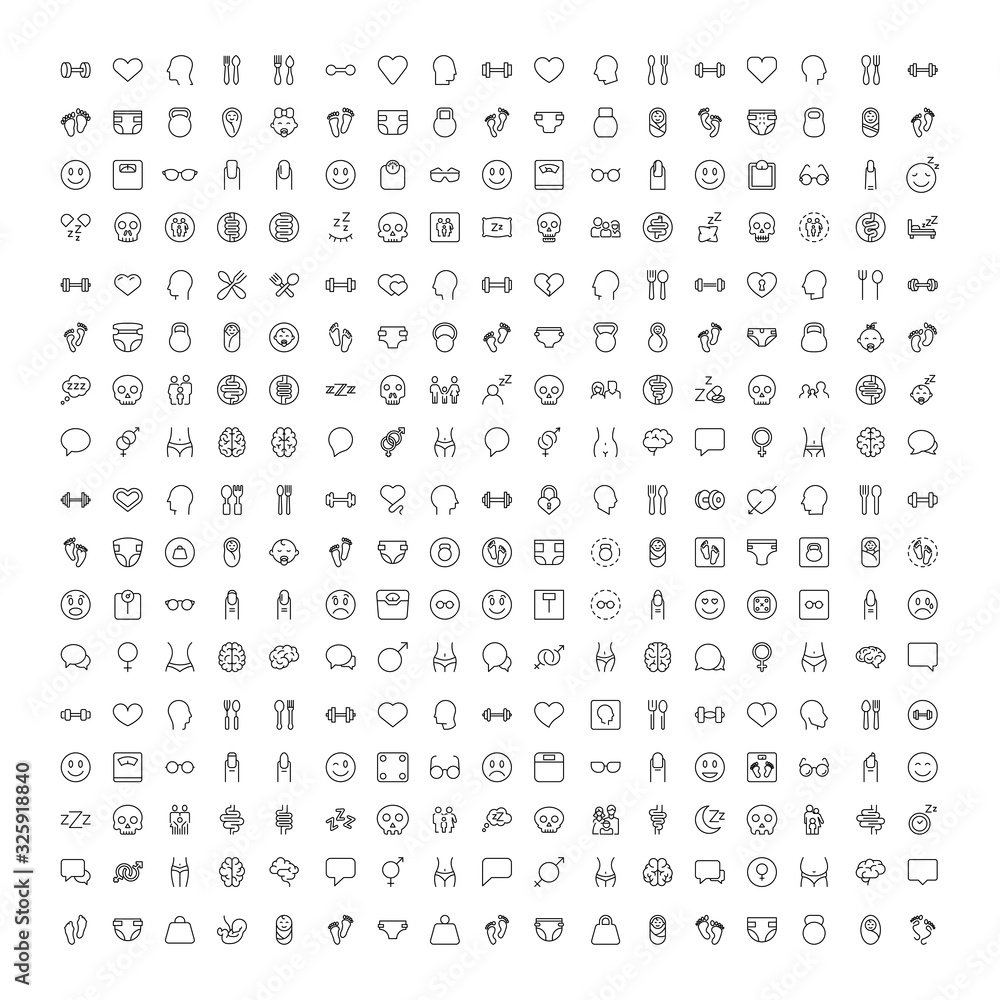 People line icon set. People line icon set.