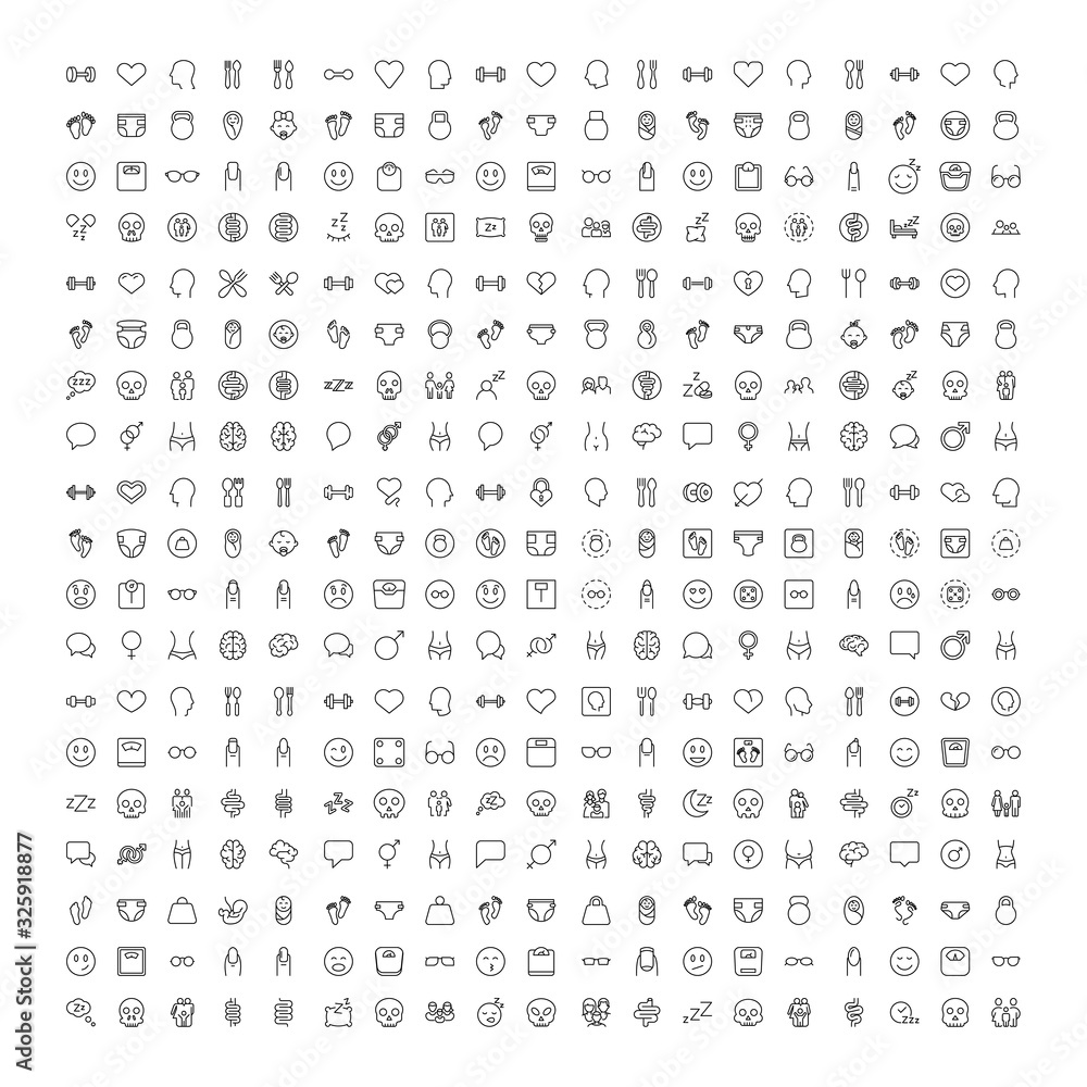 People line icon set. People line icon set.