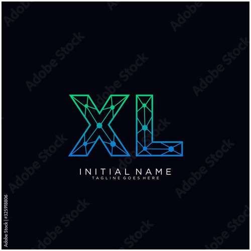 Letter XL abstract line art logo template.