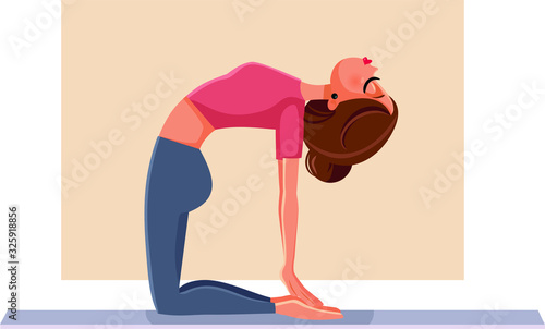 Woman in Camel Pose Doing Yoga on a Mat