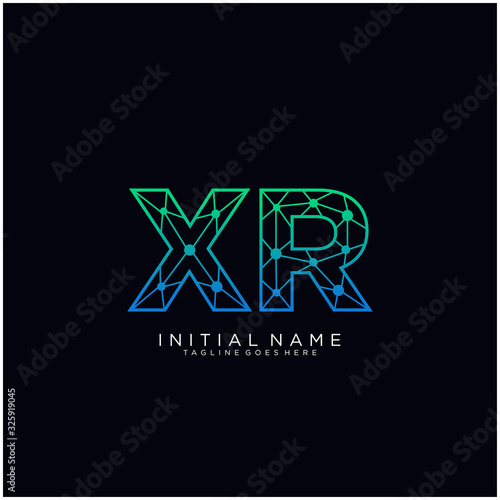 Letter XR abstract line art logo template.