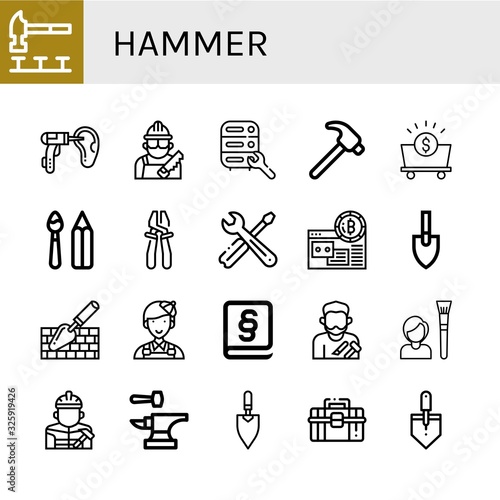 Set of hammer icons