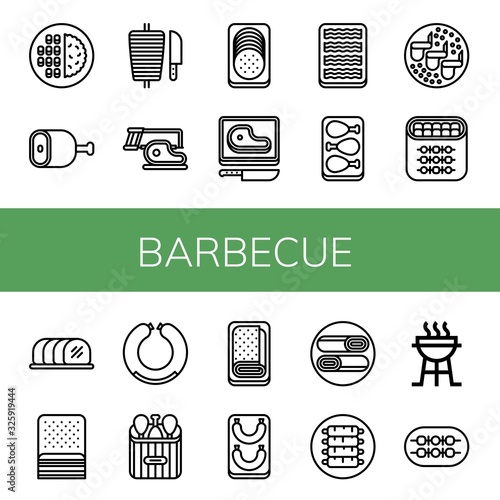barbecue simple icons set