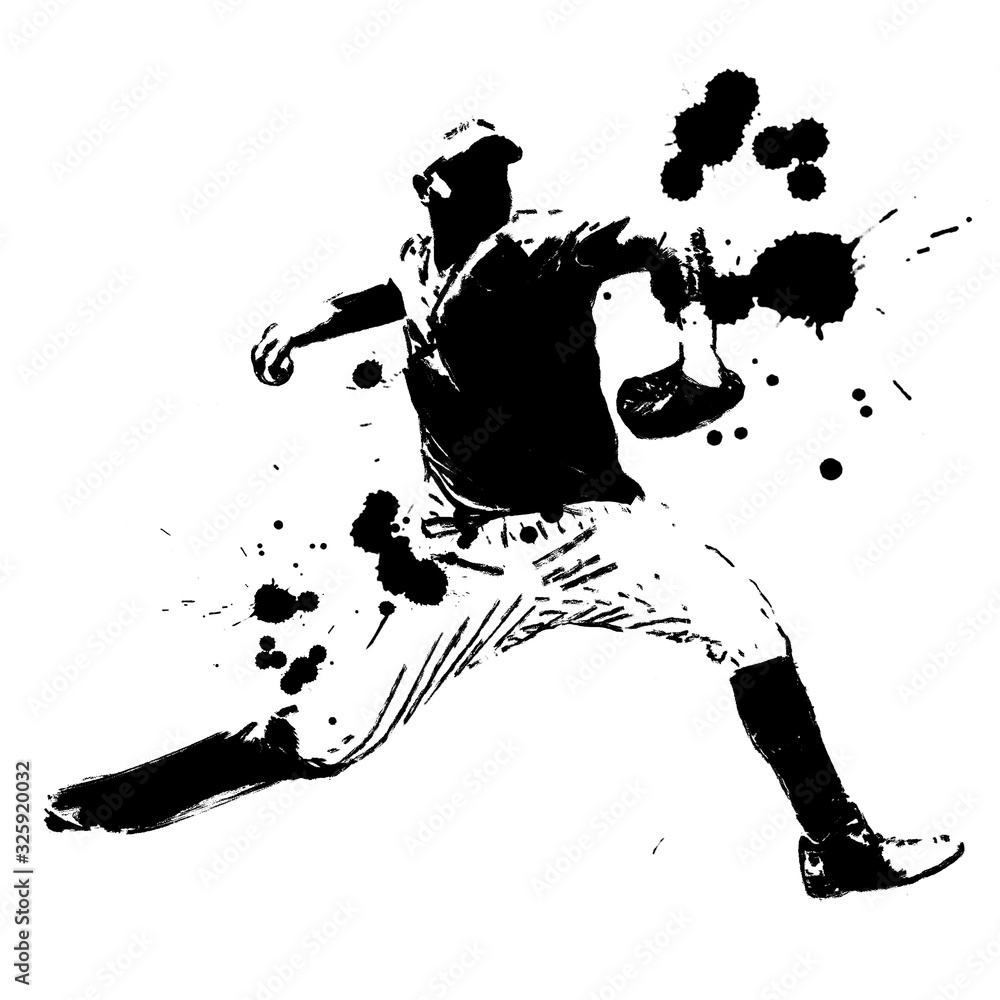 野球選手 投手 ピッチャー 手描きイラスト Stock Illustration Adobe Stock