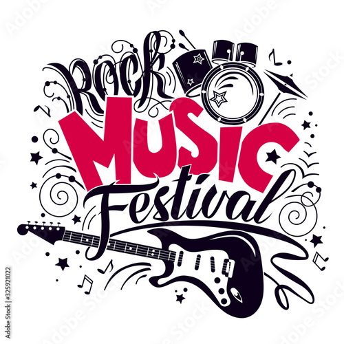 Vector poster for rock music festival lettering