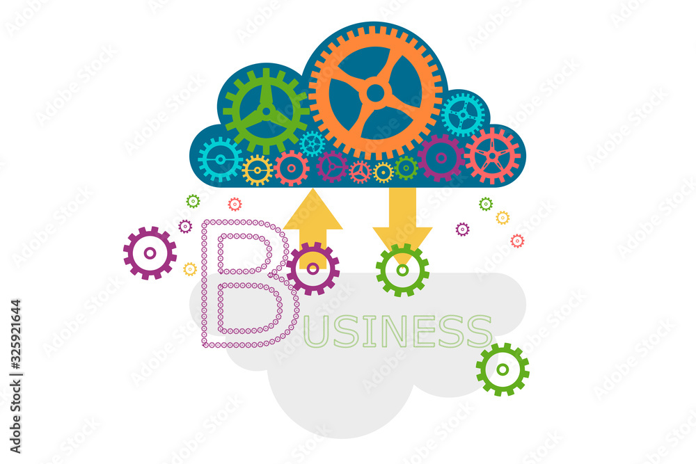 Many Cogs working on Cloud Technology. Designed for Business Logo Many Cogs working on Cloud Technology. Designed for Business Logo