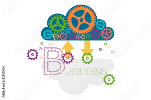 Many Cogs working on Cloud Technology. Designed for Business Logo