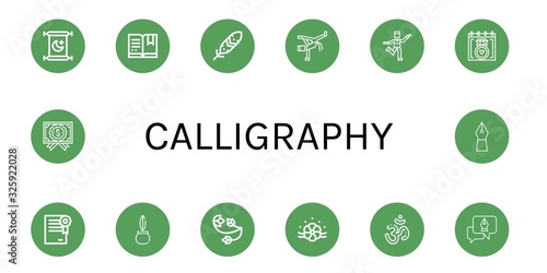 calligraphy simple icons set