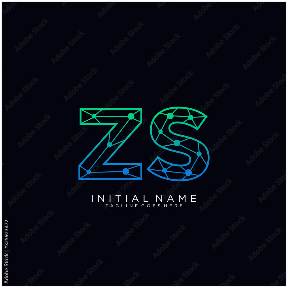 Letter ZS abstract line art logo template. Letter ZS abstract line art logo template.