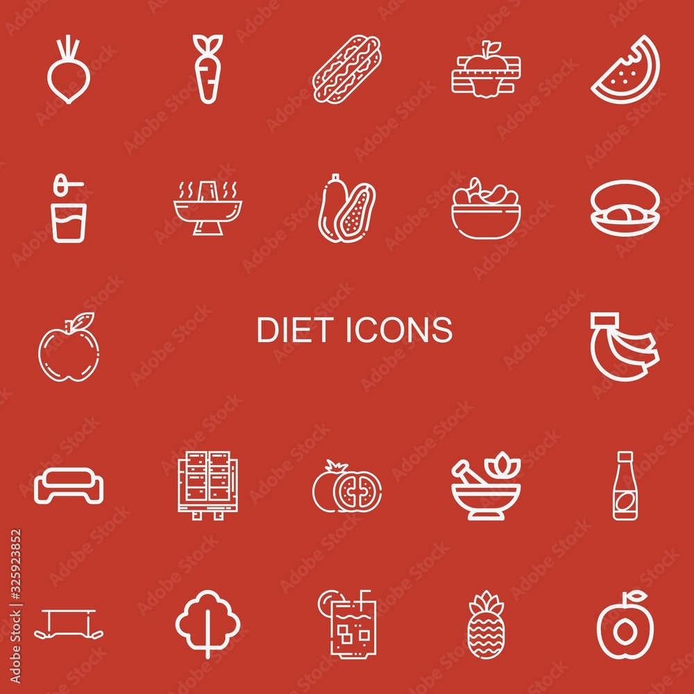 Editable 22 diet icons for web and mobile