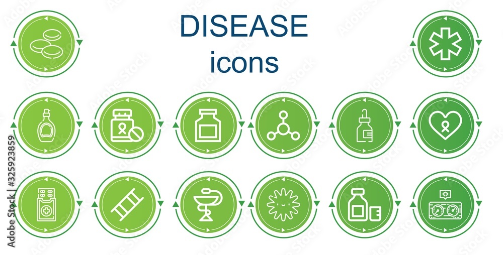 Editable 14 disease icons for web and mobile Editable 14 disease icons for web and mobile