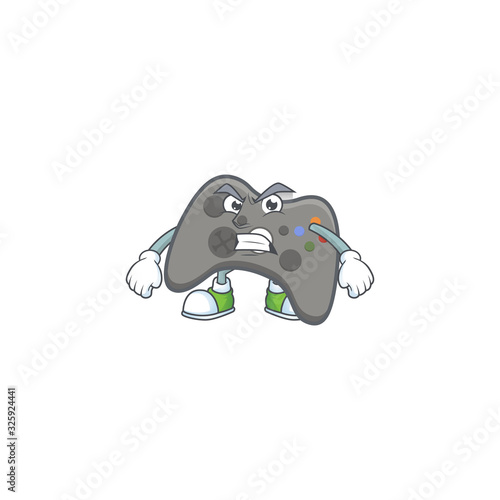cartoon character of black joystick with angry face