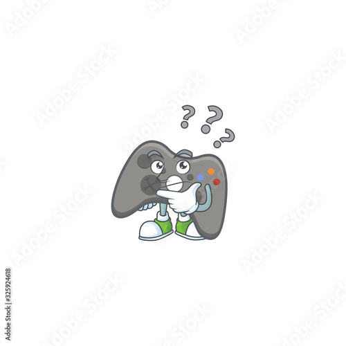 Black joystick cartoon mascot style in a confuse gesture