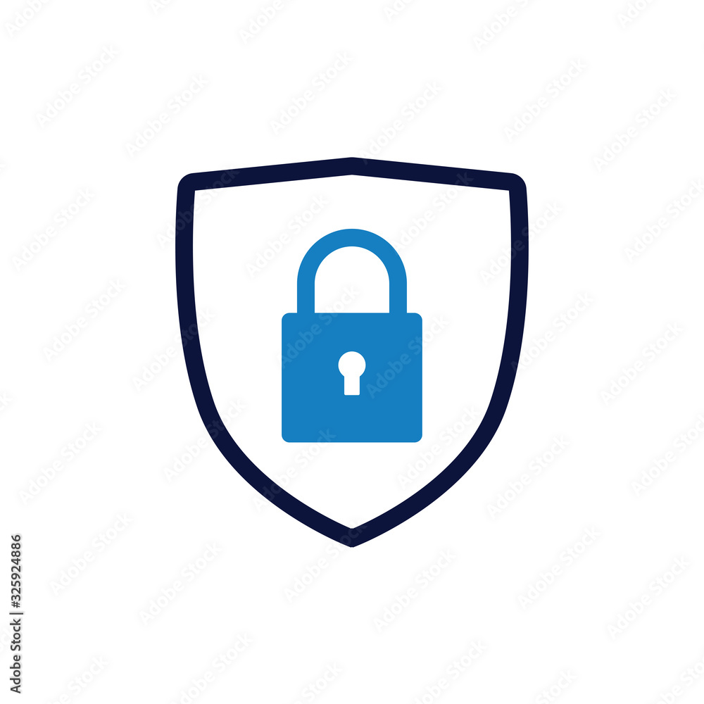 Shield with a padlock. Safe and protect logo on white background. Vector illustration. lock, set, vector, icon, open, closed.icon; lock; set; key; Shield with a padlock. Safe and protect logo on white background. Vector illustration. lock, set, vector, icon, open, closed.icon; lock; set; key;