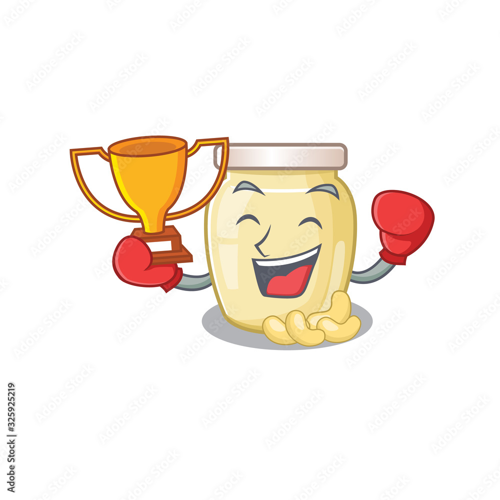 fantastic Boxing winner of cashew butter in mascot cartoon design