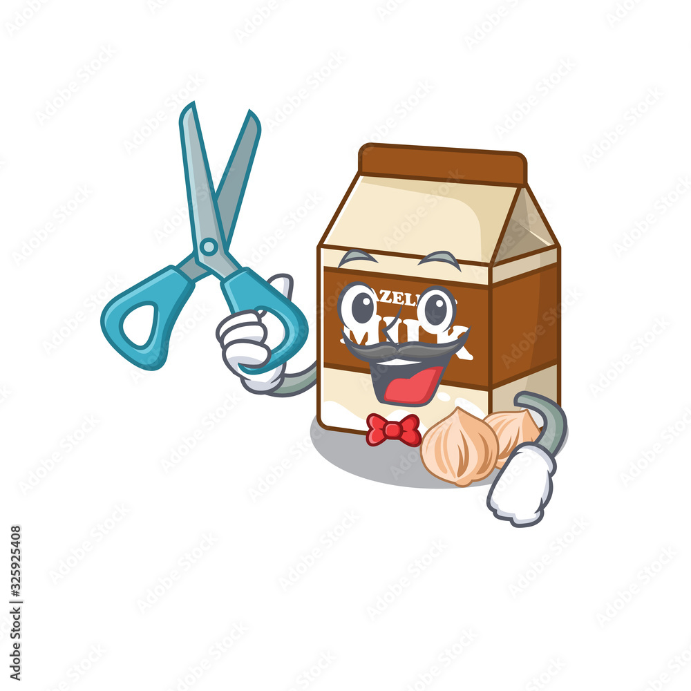 Cartoon character of Sporty Barber hazelnut milk design style Cartoon character of Sporty Barber hazelnut milk design style