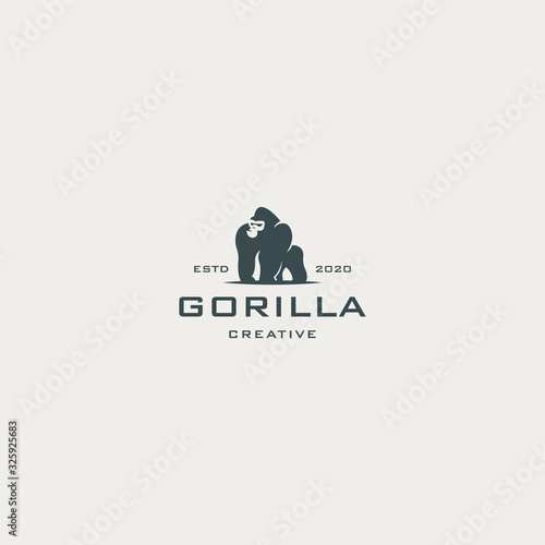 Gorilla logo design vintage - vector