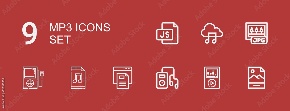 Editable 9 mp3 icons for web and mobile Editable 9 mp3 icons for web and mobile